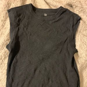 Black Ribbed Tank Top